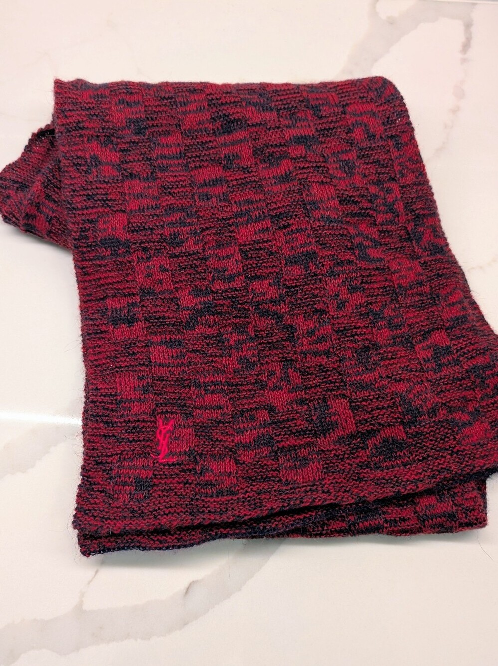 Yves Saint Laurent Red & Blue Scarf